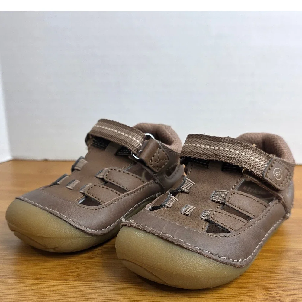 Stride Rite SM Sonny Boys Brown Leather Fisherman Sandals Shoes 5.5W BB015002